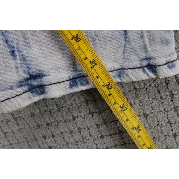 REBEL MINDS Jeans Mens Large L Blue Light Washed Distressed Stretch Slim Style - Picture 8 of 8